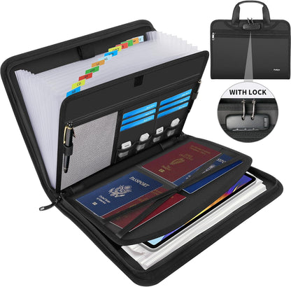 Important Document Organizer with Lock, Fireproof Accordion File Organizer