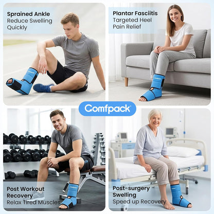 Comfpack Ankle Foot Ice Pack Wrap for Sprained Ankle/Surgery Recovery, 30% More Gel Cold Compression Therapy with Sectional Design for Plantar Fasciitis, Swelling, Achilles Tendonitis, FSA Eligible