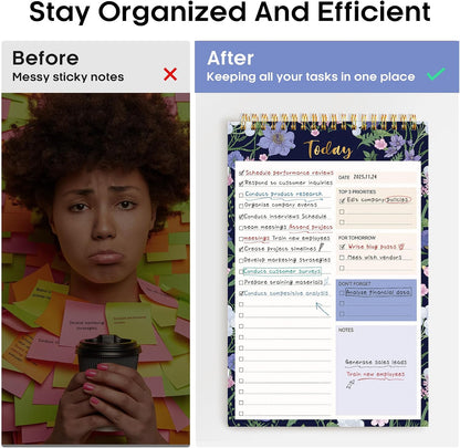 Taja To Do List Notepad - To Do List Notebook for Work with 52 Sheets, 9.8" x 6.5", Undated Daily Planner Perfect for Daily Tasks and Goal Setting, Notepad Suitable for Office, Home & School - Violet Dream