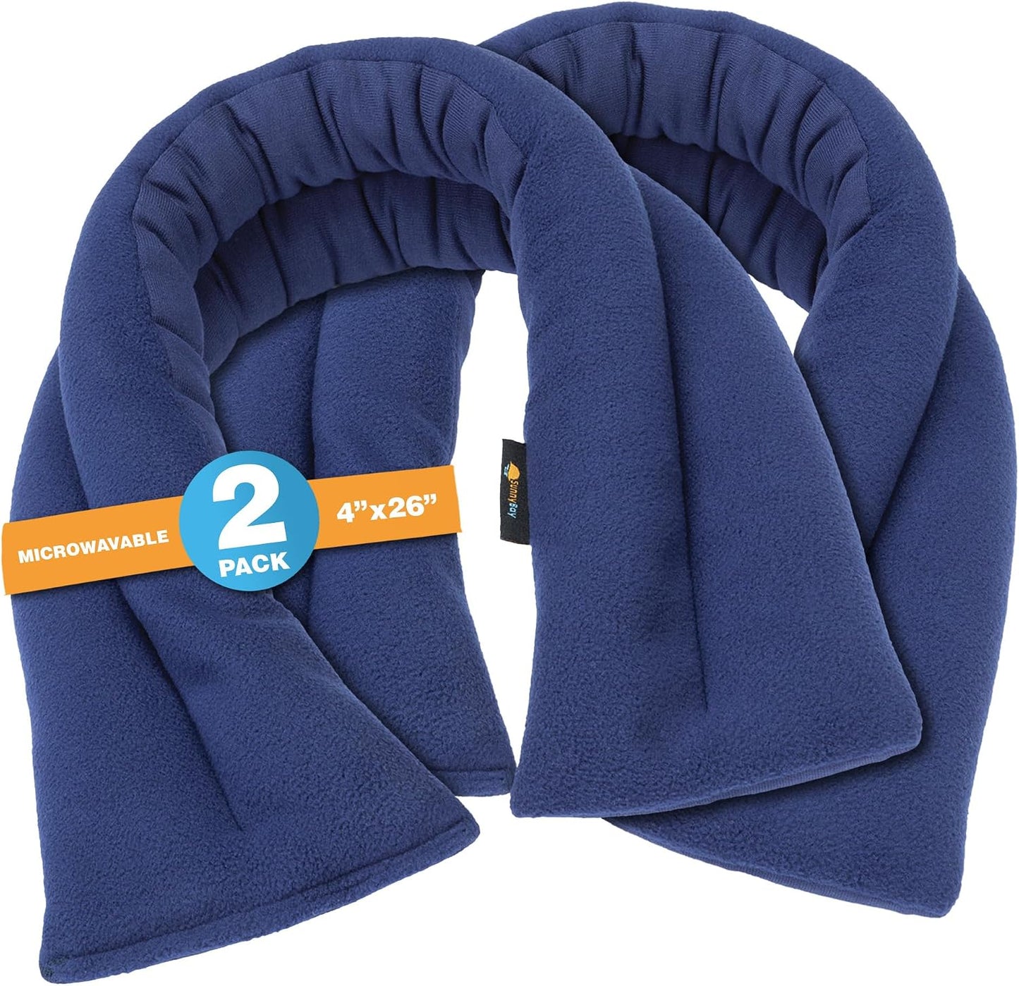 SunnyBay Microwavable Heating Pad for Neck and Shoulder, Heated Neck Wrap, Microwave Heat Pad, Weighted Beanbag Moist Hot or Cold Compress, 2.2 lbs, 26x4 Inches, Navy Blue