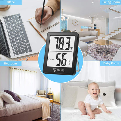 DOQAUS Digital Hygrometer Indoor Thermometer 3 Pack, Room Thermometer with 5s Fast Refresh, Accurate Humidity Meter Temperature Sensor for Home, Bedroom, Baby Room, Office, Greenhouse, Cellar (Black)