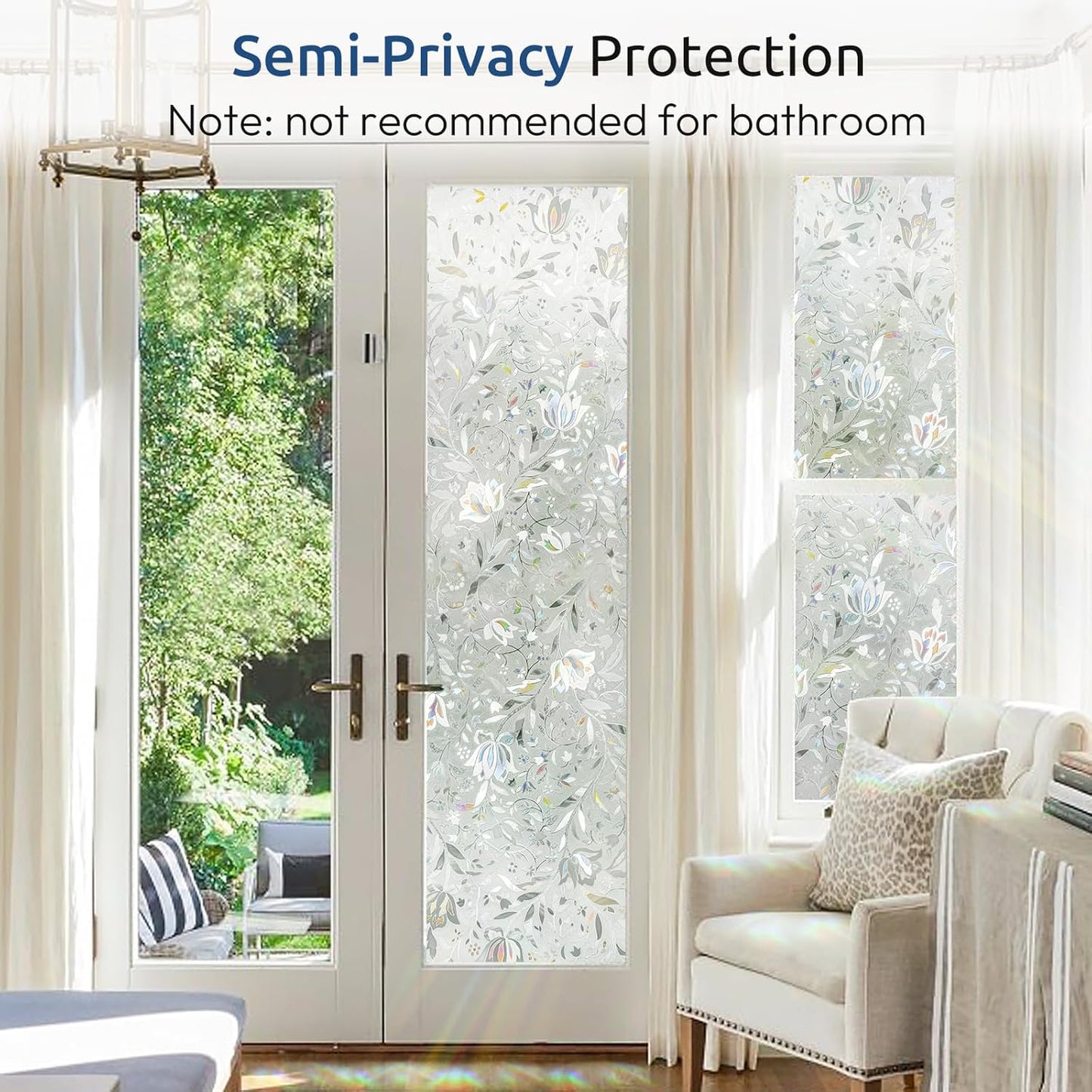 rabbitgoo Window Privacy Film One Way Window Tint for Home, Removable Reflective Heat Sun Blocking Anti UV Glass Door Covering, Mirror Tinting Film House Office, 17.5 Inch X 6.5 Feet, Black Silver