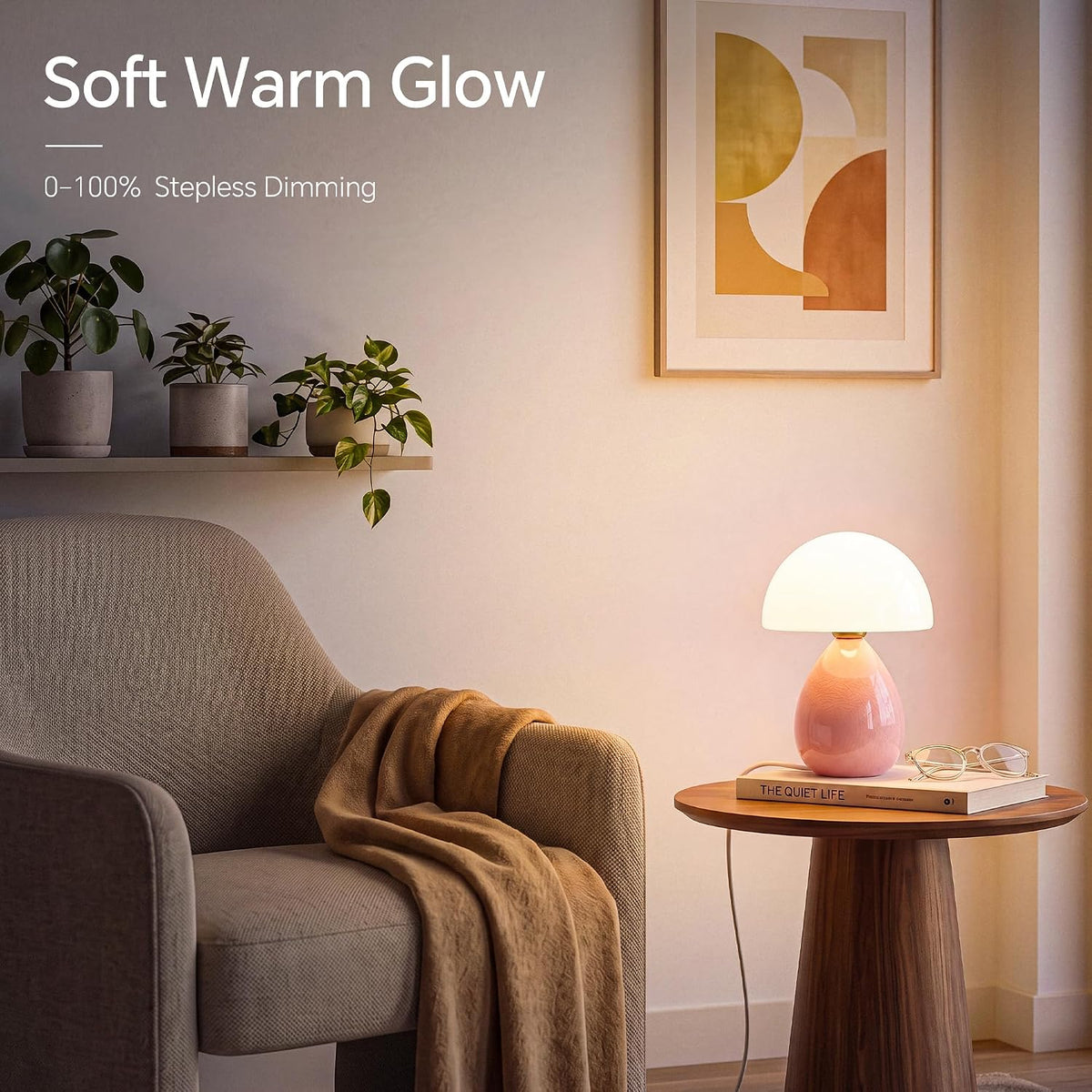 Dawnwake Mushroom Lamp Table Lamp for Bedroom-Small Desk Table Lamps,White