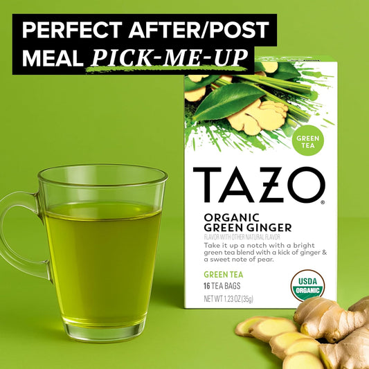 TAZO Green Ginger Organic Green Tea Bags, 96 Total Bags (16 Count 6-Pack)