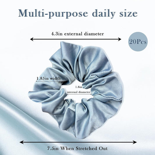 Simnice 60 Colors Silk Large Satin Hair Scrunchies Elastic Hair Bobbles Ponytail Holder Hair Scrunchy Vintage Hair Ties Accessories for Women Girls