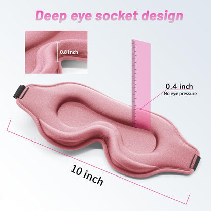 Sleep Eye Mask for Men Women, Lash Extensions 3D Sleeping Mask, Travel Blackout Night Blindfold Eye Shade Cover with Adjustable Strap (Black)