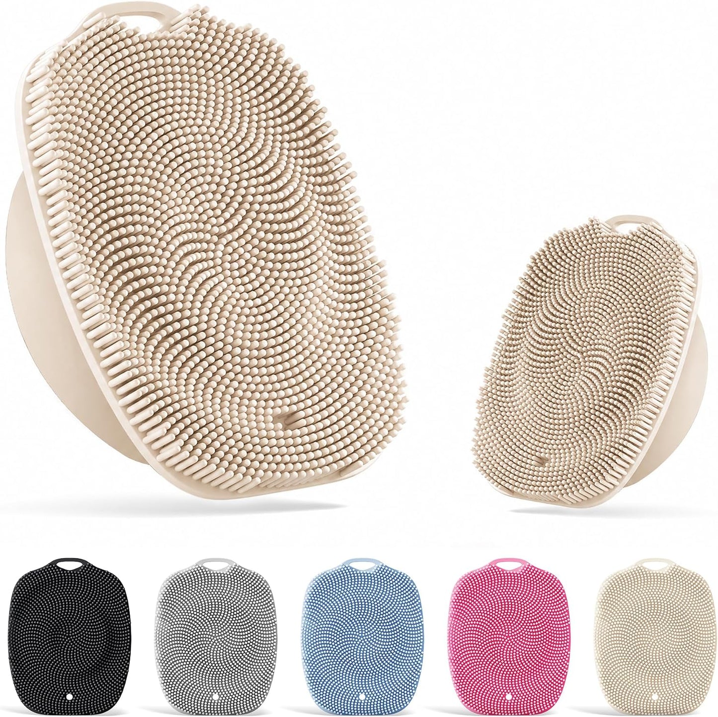 Soft Silicone Body Scrubber, Face Scrubber Silicone, Gentle Texture Exfoliating Body Scrubber for Men and Women On Sensitive Skin, Back Large Suction Cup for Easy Dry and Store (Blue)