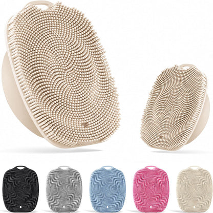 Soft Silicone Body Scrubber, Face Scrubber Silicone, Gentle Texture Exfoliating Body Scrubber for Men and Women On Sensitive Skin, Back Large Suction Cup for Easy Dry and Store (Blue)