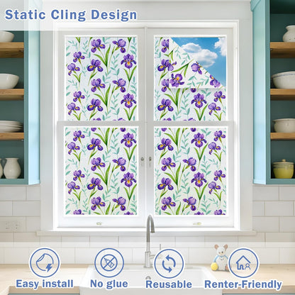 Window Film, Frosted Privacy, One Way Tint, UV Block, Heat Insulation, Anti-Glare, Static Cling, Renter Friendly for Home Bathroom Door