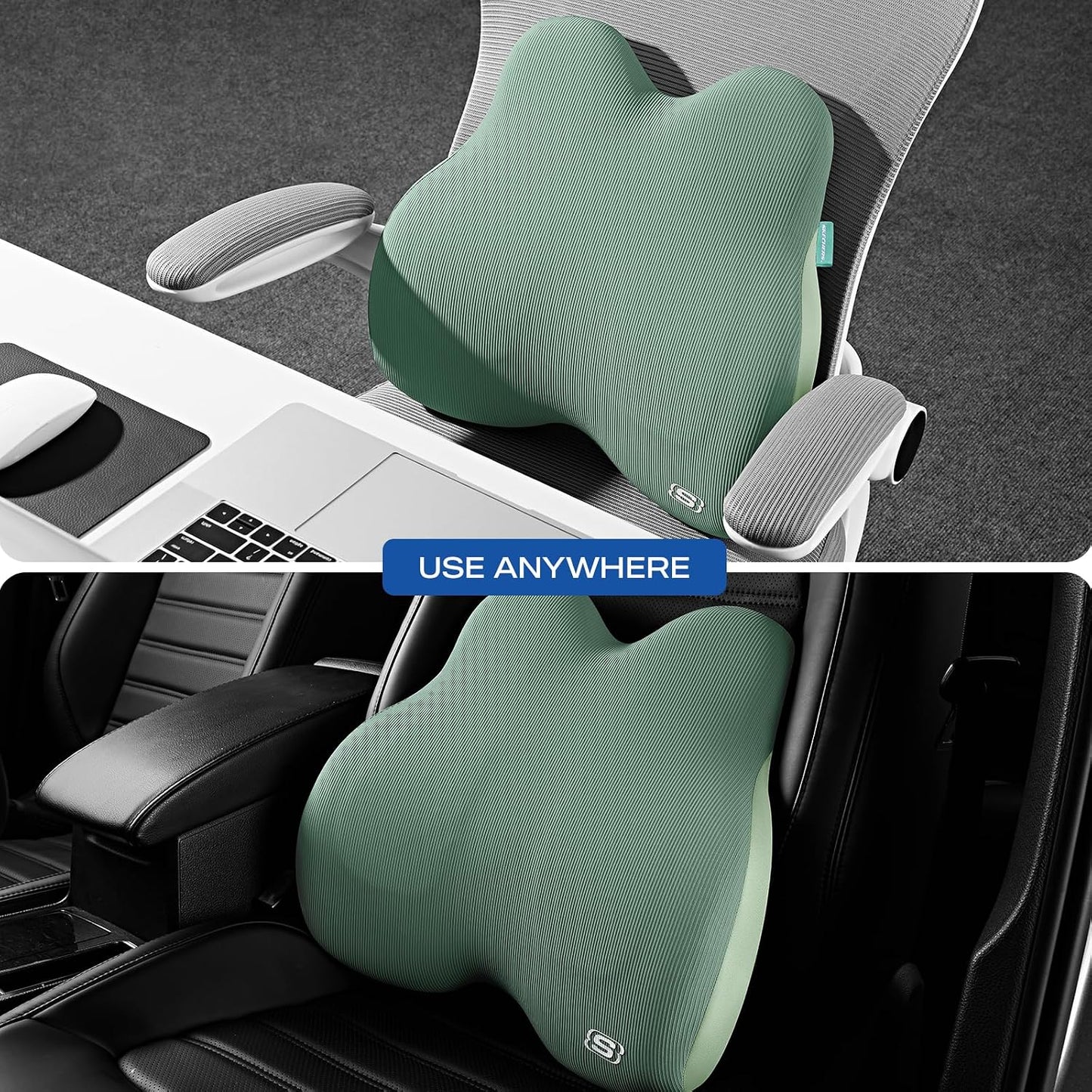 Skechers Memory Foam Lumbar Pillow,Lumbar Support Pillow for Office, Chair Lower Back Pain Relief Lumbar Pillow, Ergonomic Design Back Support Pillow for Office Chair, Car, Home, Travel,Black
