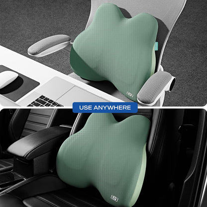 Skechers Memory Foam Lumbar Pillow,Lumbar Support Pillow for Office, Chair Lower Back Pain Relief Lumbar Pillow, Ergonomic Design Back Support Pillow for Office Chair, Car, Home, Travel,Black