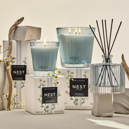 NEST New York Reed Diffuser, Wild Mint & Eucalyptus - 5.9 fl oz - Fragrance for Up to 90 Days - Reusable, Refillable Glass Holder - Includes 8 All-Natural Reed Sticks - Flame Free
