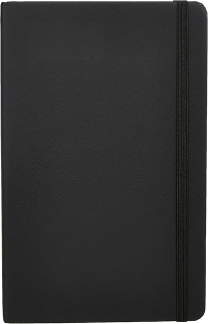Amazon Basics Classic Lined Writing Notebook for Note Taking and Journaling, Hardcover with Elastic Closure, 240 Pages, 5" x 8.25", Black