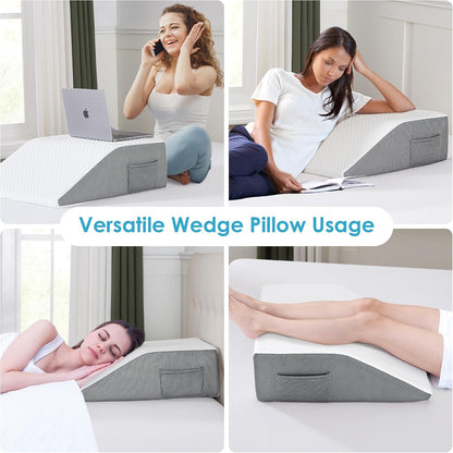 Cozymaker 7.5-inch Bed Wedge Pillow for Sleeping Back Support Pain Relief