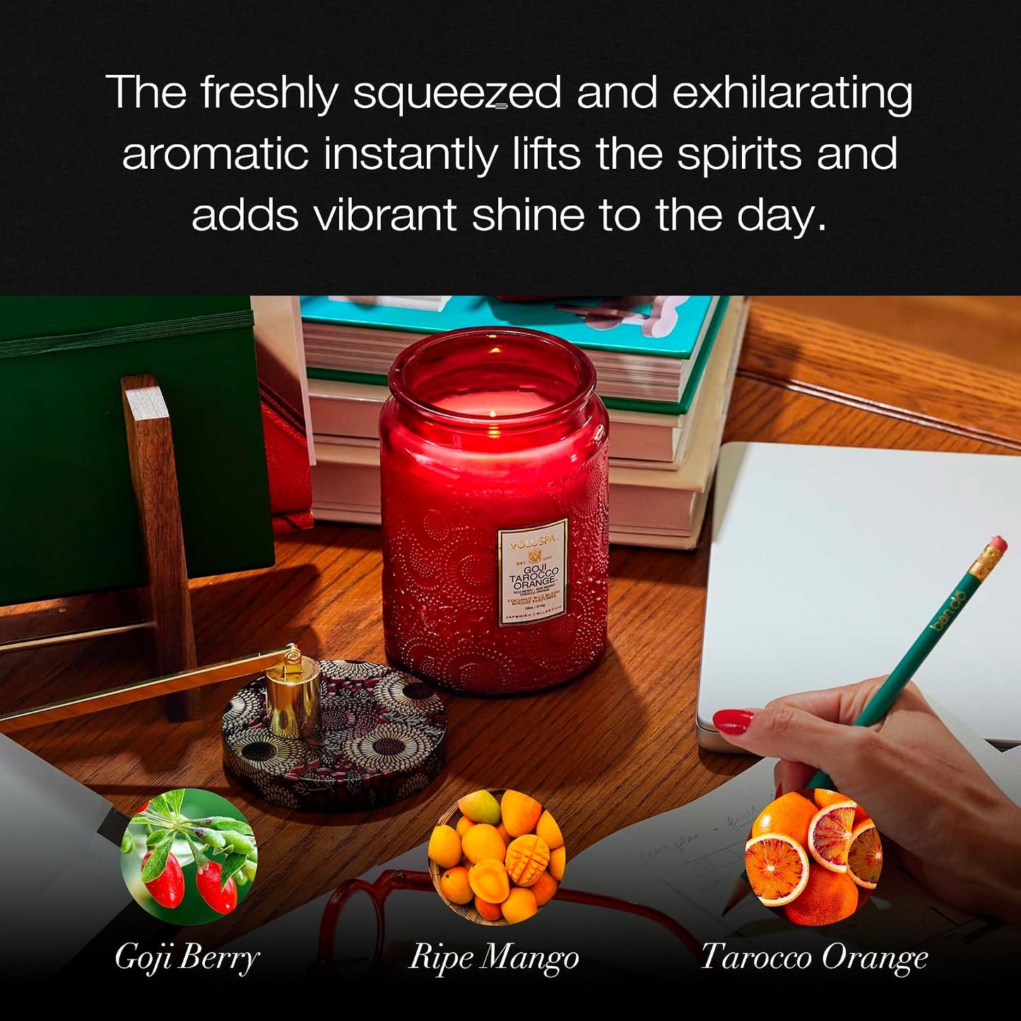 Voluspa Baltic Amber Candle, 18 oz, Coconut Wax Blend, Scented Candles for Home, 100 Hour Burn Time, Candle Jar