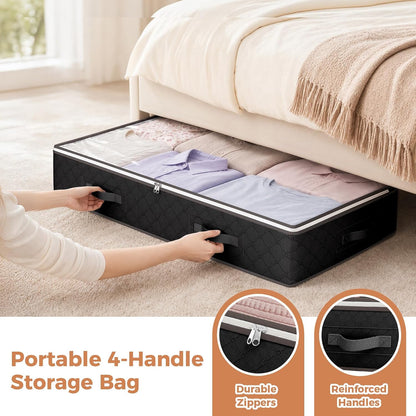 Budding Joy 95L Under Bed Storage Containers, 4 Pack Closet Organizers Grey