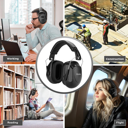 ProCase NRR 28dB Noise Reduction Ear Muffs, Foldable Adjustable Passive Noise Cancelling Headphones for Adults Kids Autism, Hearing Protection for Shooting, Construction, Mowing, Studying -Black - Colors B
