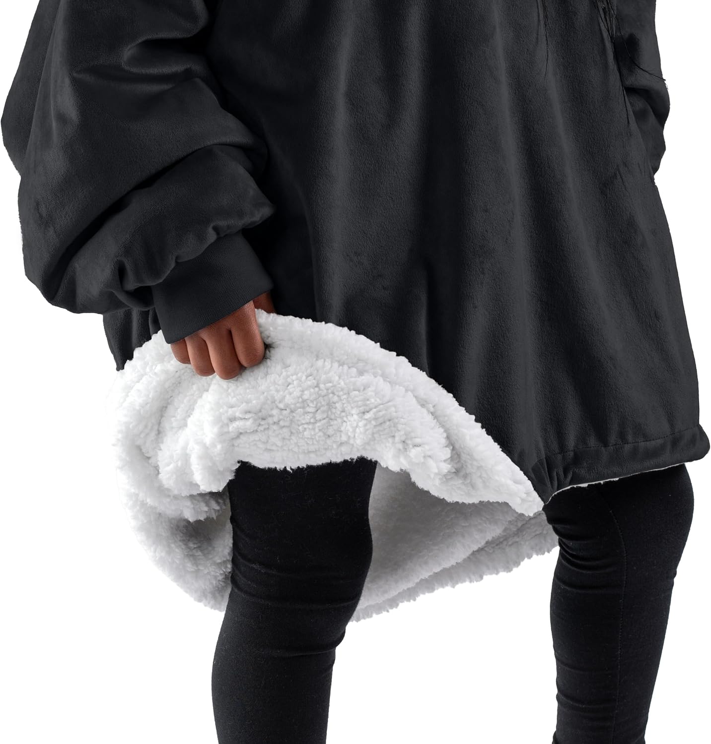 Bare Home Wearable Blanket Hoodie - Soft Plush Sherpa - Warm and Cozy - Oversized Wearable Blanket