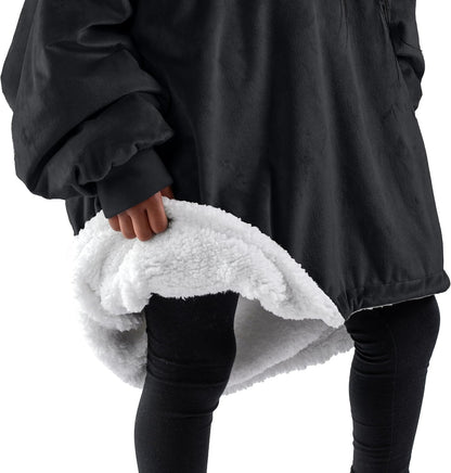Bare Home Wearable Blanket Hoodie - Soft Plush Sherpa - Warm and Cozy - Oversized Wearable Blanket