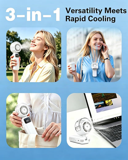 Portable Handheld Turbo Mist Cooling Fan-Mini Water Spray 20H/Rechargeable