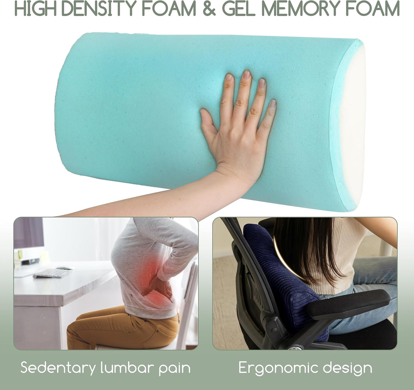 HIGOGOGO Lumbar Support Pillow for Recliner Chair/Accent Chair/Couch, Memory Foam Back Support Cushion for Elderly, Recliner Cushions for Back Rest, Pain Relief, Reading, Washable Cover, Dark Grey
