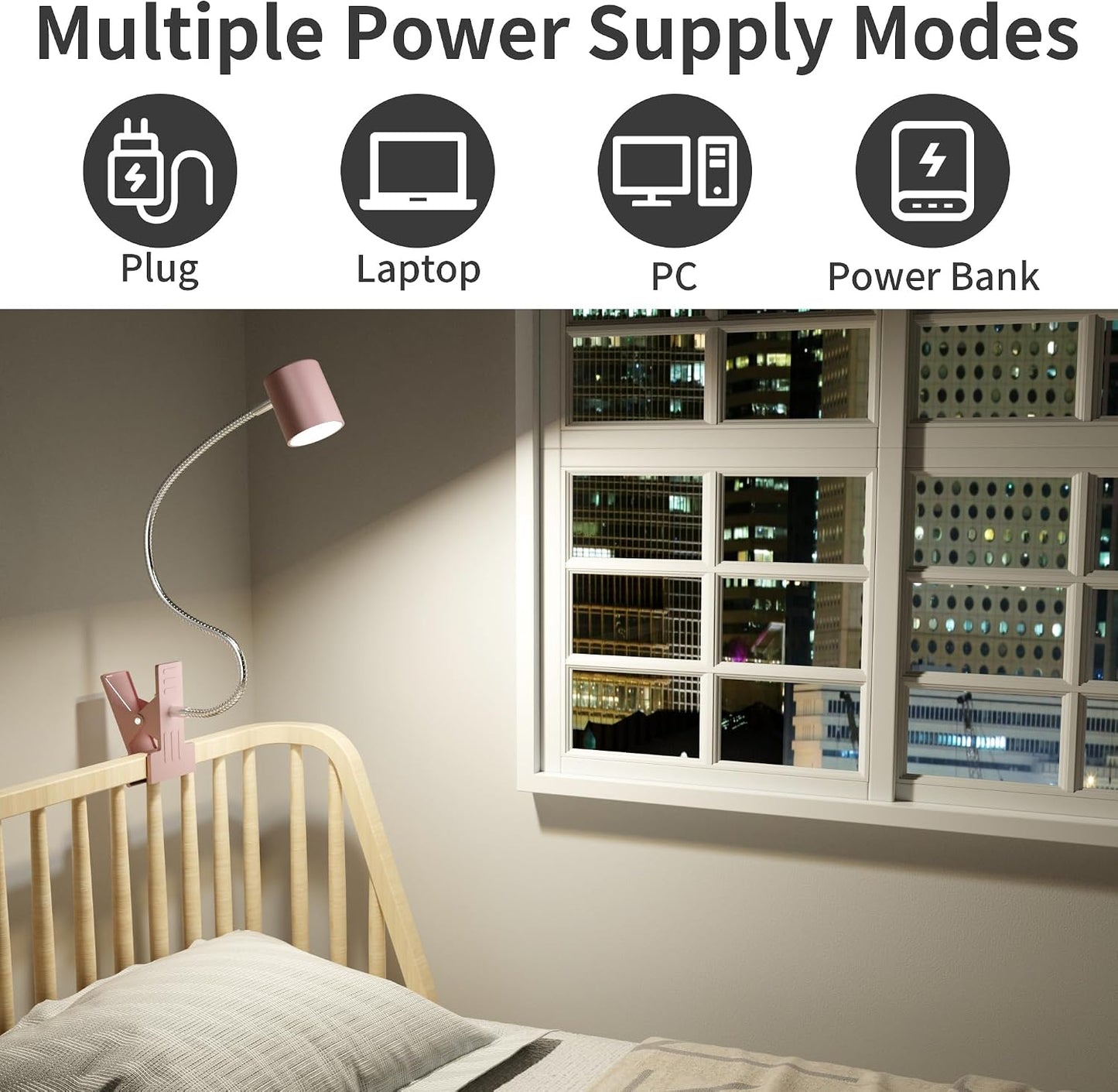 Desk Lamp USB Clip On Light,Book Lights for Reading at Night Clamp Light | 3 Color Modes,10 Brightness Clamp Light,360° Gooseneck LED Reading Light for Books in Bed,Eye-Care for Home Office,Headboards