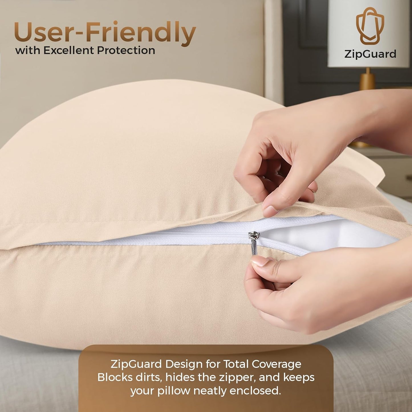 Utopia Bedding 4 Pack Pillow Protectors with Zipper Queen Size, Soft Brushed Microfiber Fabric Pillow Cases, Shrinkage and Fade Resistant Pillow Covers (White)