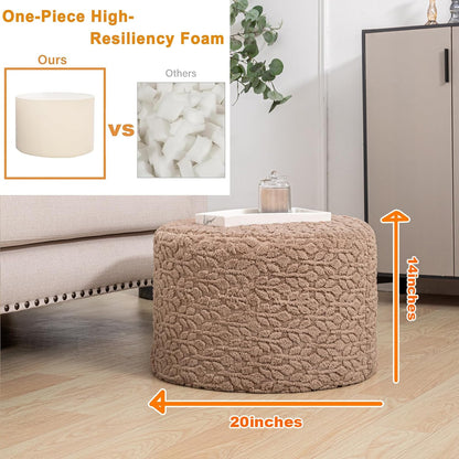 Round Pouf Ottoman Foot Stool 20x14In Ottoman Footrest for Couch Sofa Green