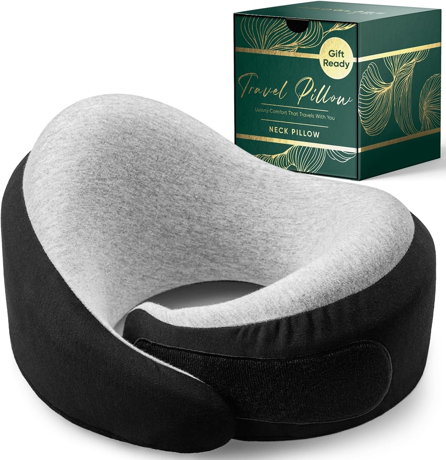 Proglobe Travel Neck Pillow for Airplanes, Long Haul Flight Kit, Grey