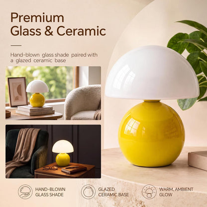 Dawnwake Mushroom Lamp Table Lamp for Bedroom-Small Desk Table Lamps,White
