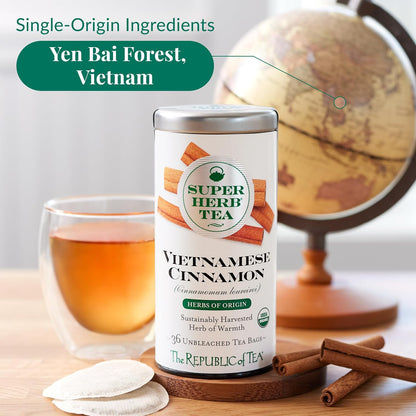 The Republic of Tea SuperHerb Organic Vietnamese Cinnamon Herbal Tea, 36 Ct