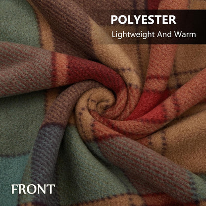 forestfish Fleece Wearable Blanket, Plaid Lap Blanket Comfy Poncho Throw with Buttons for Bed Sofa Office, Grey-White