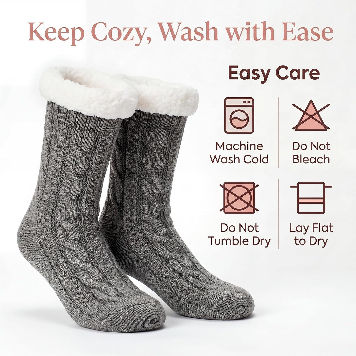Cozylook Fuzzy Slipper Socks for Women with Grips Warm Cozy Soft Non-Slip Winter Socks Cozy Gift Idea