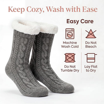 Cozylook Fuzzy Slipper Socks for Women with Grips Warm Cozy Soft Non-Slip Winter Socks Cozy Gift Idea