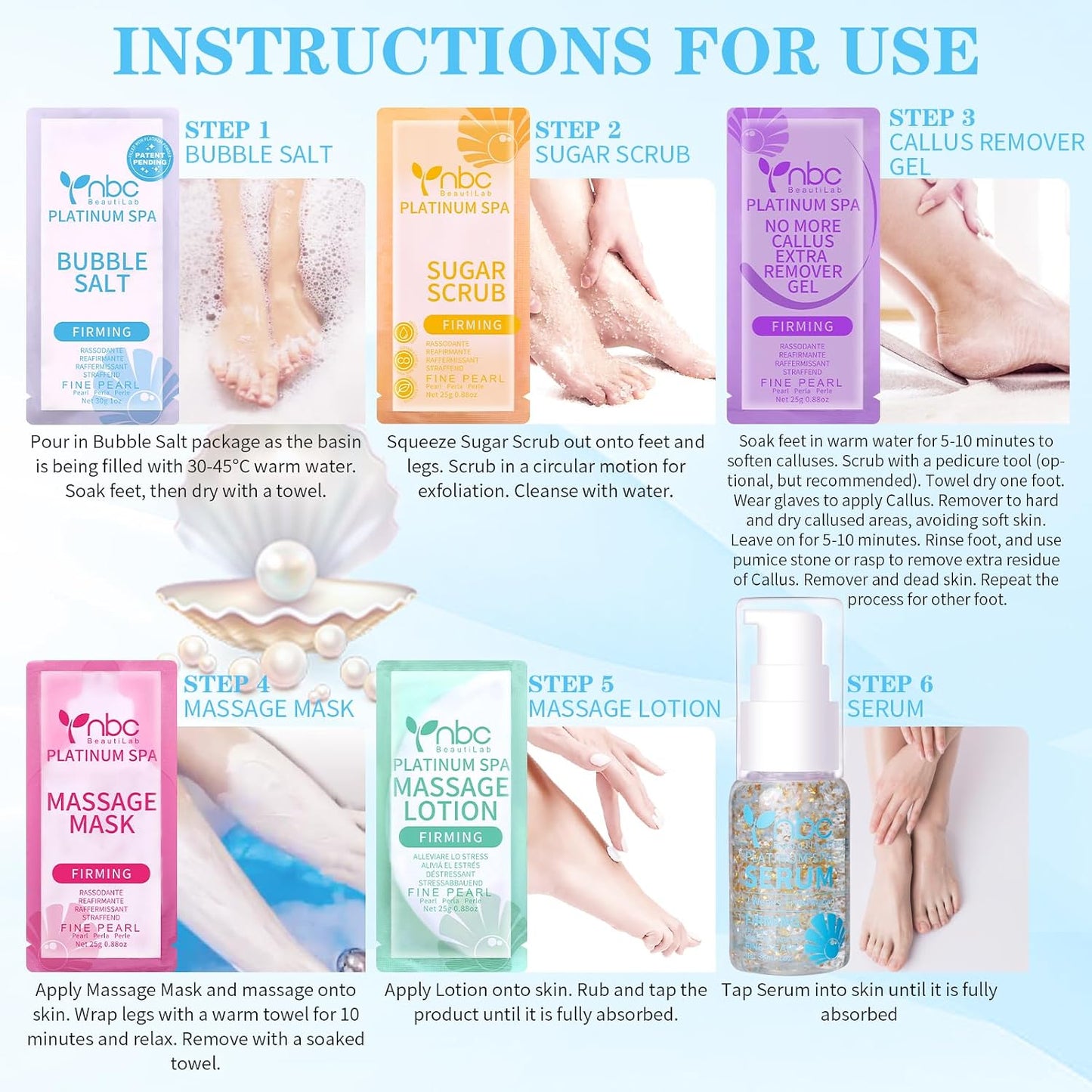 Pedicure Kit Foot Soak Set: Bubble Salt, Sugar Scrub, Massage Mask, Massage Lotion in a Box, 4 Step Foot Spa Kit for Dry Feet, Softens Calluses, Tired Feet（3 Set Lavender) - Colors B