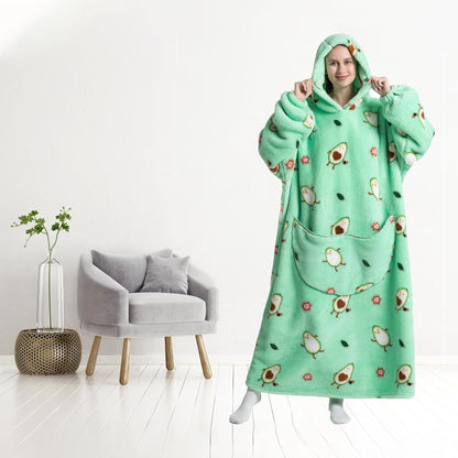 Capecage Blanket Hoodie, Long Hooded Blanket Sweatshirt as Birthday Gifts for Women Men, Long Wearable Blanket for Women Men.