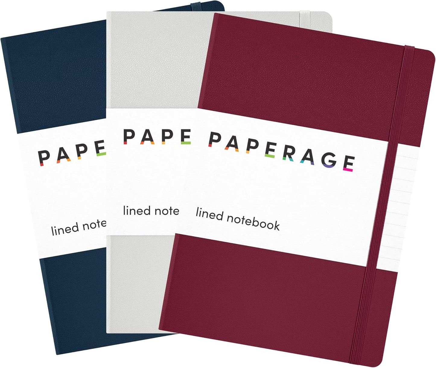 PAPERAGE Lined Journal Notebook, Hardcover Journal for Women & Men, 160 Pages, (5.6 in x 8 in), College Ruled Journaling Notebook for Work, School Supplies & Note Taking, (Black)