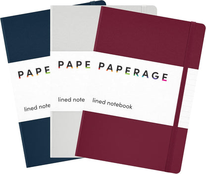 PAPERAGE Lined Journal Notebook, Hardcover Journal for Women & Men, 160 Pages, (5.6 in x 8 in), College Ruled Journaling Notebook for Work, School Supplies & Note Taking, (Black)