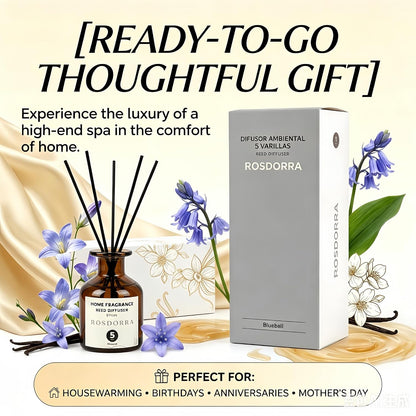 Reed Diffuser Set, Bluebell Scent, 5 oz | Home Fragrance, 5 Sticks Included, Fresh wild floral notes; 90 days constant release;