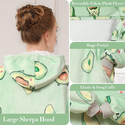 LetsFunny Blanket Hoodie,Oversized Wearable Sherpa Fleece Blanket Sweatshirt,Super Soft Warm Cozy with Giant Pocket,Gifts for Women Men Adults Teenagers, One Size Fits All