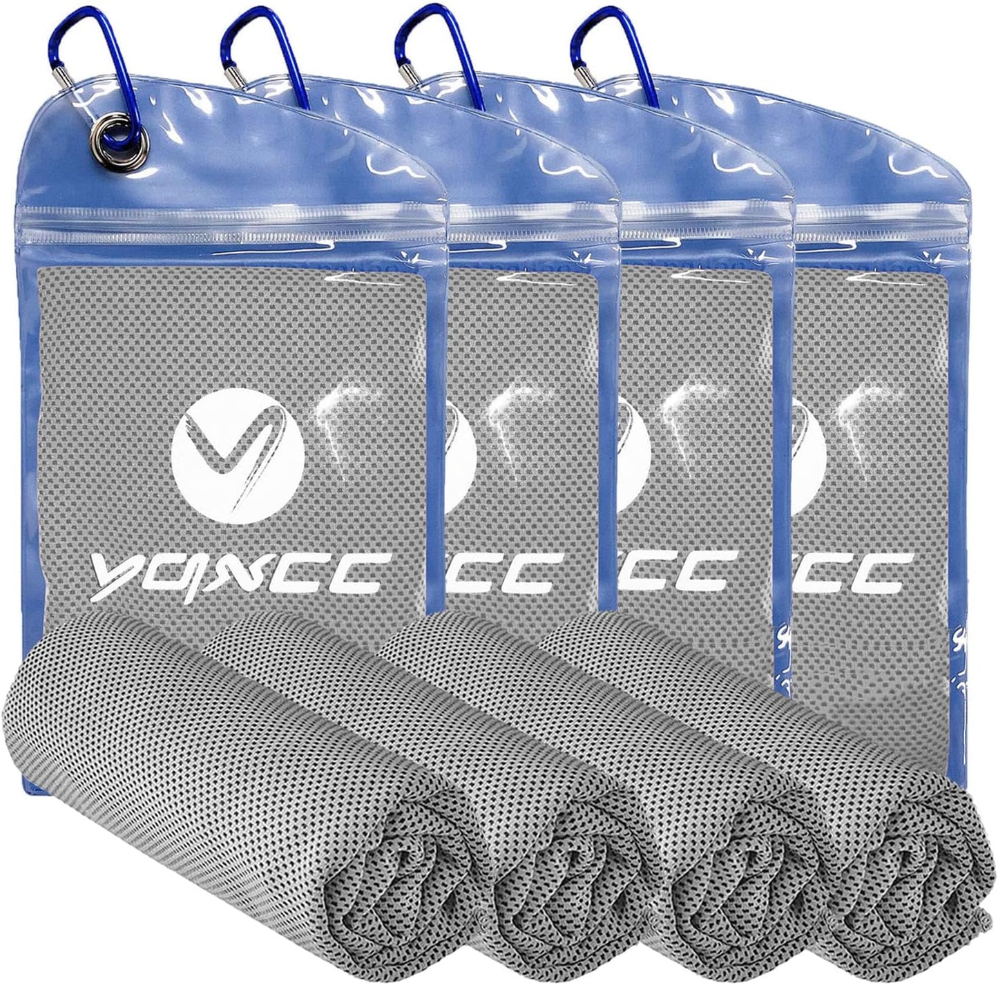 YQXCC 4 Pack Cooling Towels (47"x12"), Ice Cool Neck Towel, Soft Breathable Microfiber for Yoga, Golf, Gym, Running, Camping & Hot Weather