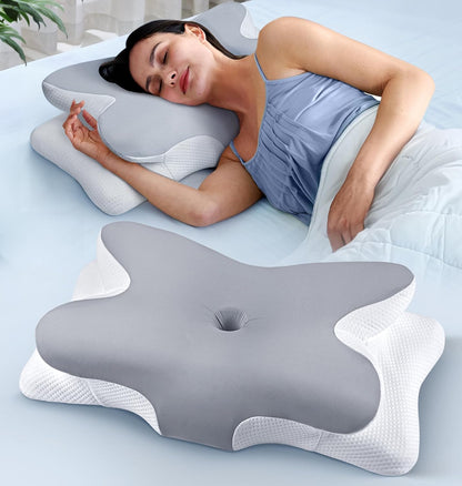 Cozyplayer True Cooling Cervical Neck Pillow for Pain Relief, Ergonomic Side Sleeper Pillow for Neck Support, Odorless Orthopedic Contour Memory Foam Pillows, Bed Pillow for Back Stomach Sleeper