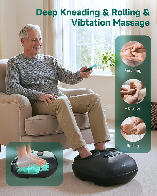 Snailax 2026 Shiatsu Foot Massager with Heat, Deep Kneading, Compression, Vibration,FSA Eligible Hsa Electric Feet Massage Machine for Plantar Fasciitis,Neuropathy, Gifts for Father, Dad