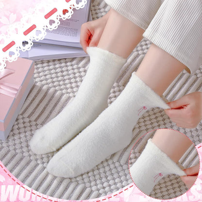 Geyoga 5 Pairs Fuzzy Socks for Women Cozy Spa Slipper Socks Coquette Preppy Stuff Soft Fluffy Home Sleeping Birthday Gift