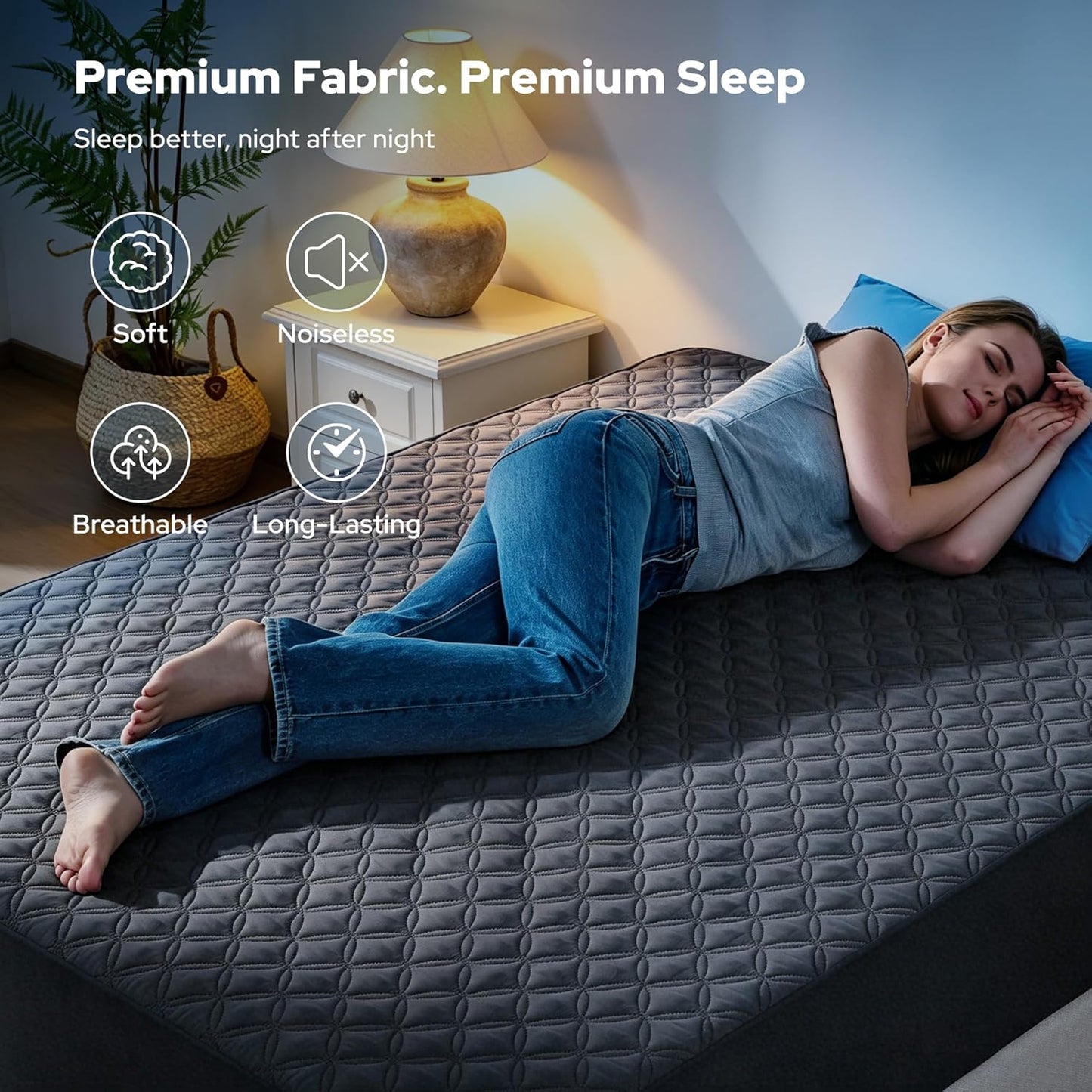 BEDLORE Waterproof Mattress Protector, Noiseless King Size Mattress Pad with Deep Pocket Fitted Up to 6-18 inches, Soft Breathable Dirt-Proof Bed Mattress Cover Washable for Bedroom, Hotel (Gray)