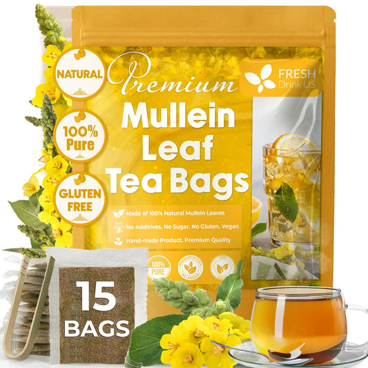 FreshDrinkUS, Premium Mullein Leaf Tea, 15 Count, Pure, Caffeine Free