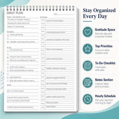 Weekly Planner Notepad,Spiral To Do List Undated Planning Pad, Weekly Organizer for Students, Weekly Agenda for Work & Daily Life, 52 Sheets, 6.5 x 9.8 in (Green)