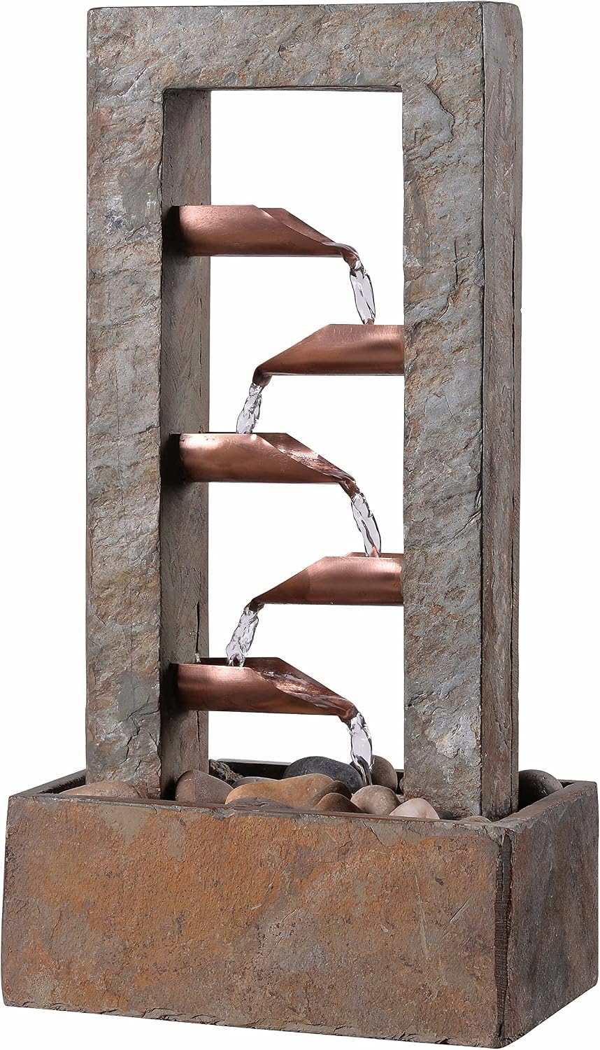 Kenroy Home Spillway Rustic Indoor Table Fountain, Slate and Copper, 19 Inch Height, 10 Inch Width, 6 Inch Depth