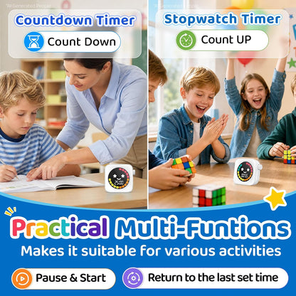 Visual Timer for Kids, 99 Minute Digital Cute Kids Visual Timer Classroom Timer for Homeschool Supplies Study Teaching Time Management Tool Countdown Productivity Timer, White, Colorful Display