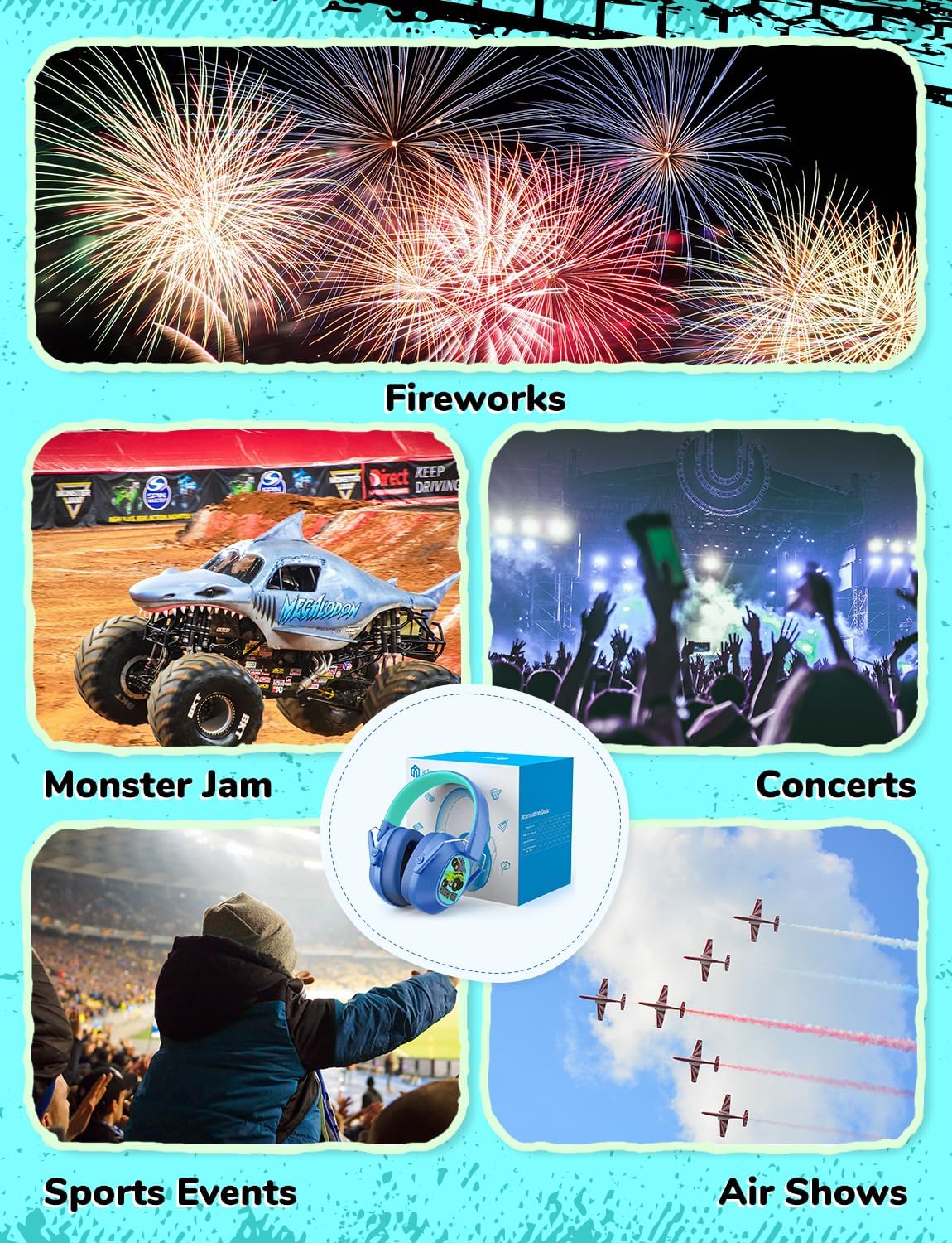 iClever Noise Cancelling Headphones for Kids Adults, SNR 29dB Safety Noise Reduction Ear Muffs for Autism Sensory &Concentration Aid, Ear Hearing Protection for Fireworks/Event/Monster Jam/Concert